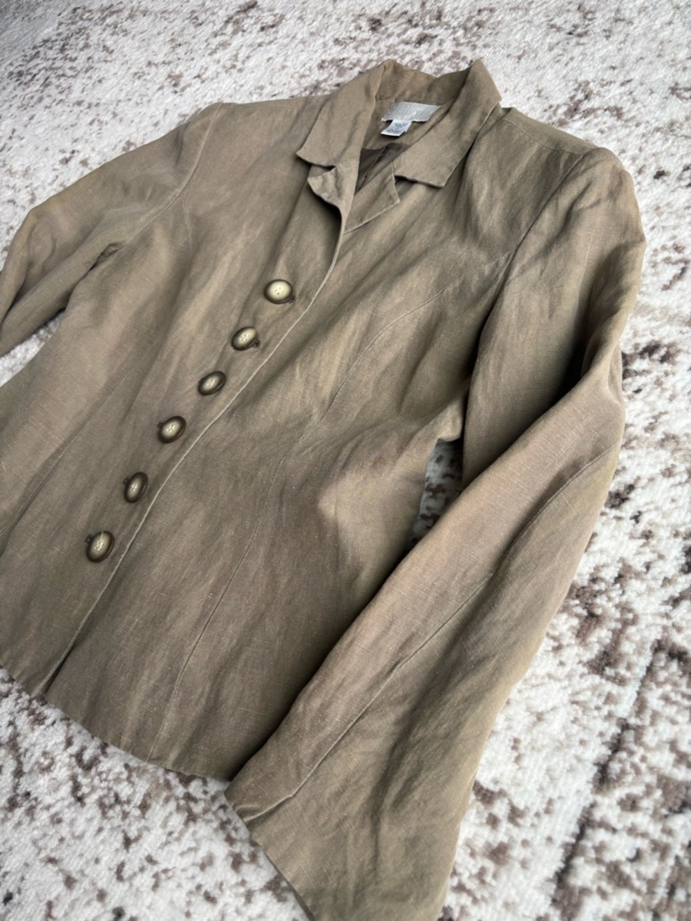 Vintage Mulberry 100% Silk Khaki/Olive Tailored Button Jacket - Picture 6 of 9